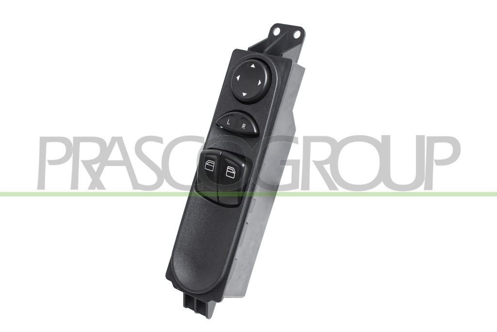 FRONT DOOR LEFT WINDOW REGULATOR PUSH-BUTTON PANEL-BLACK-2 SWITCHES-WITH MIRROR ADJUSTMENT FUNCTION-7 PINS