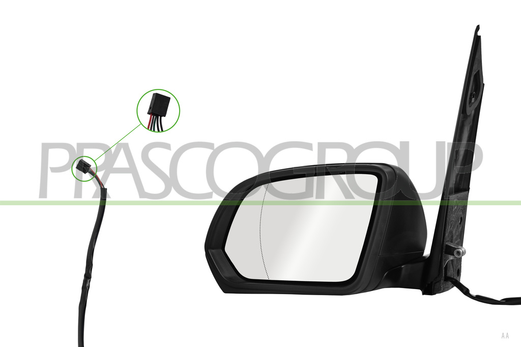 DOOR MIRROR LEFT-ELECTRIC-HEATED-BLACK-ASPHERICAL-CHROME-12H5P