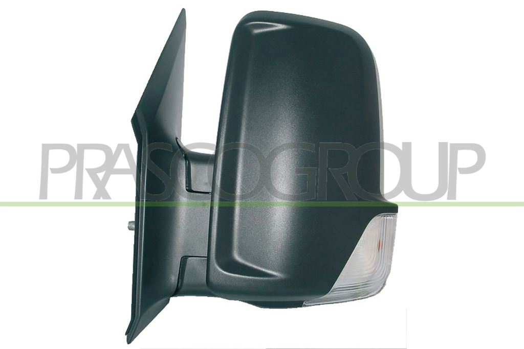 DOOR MIRROR LEFT-MANUAL-BLACK-WITH LAMP-CONVEX-CHROME