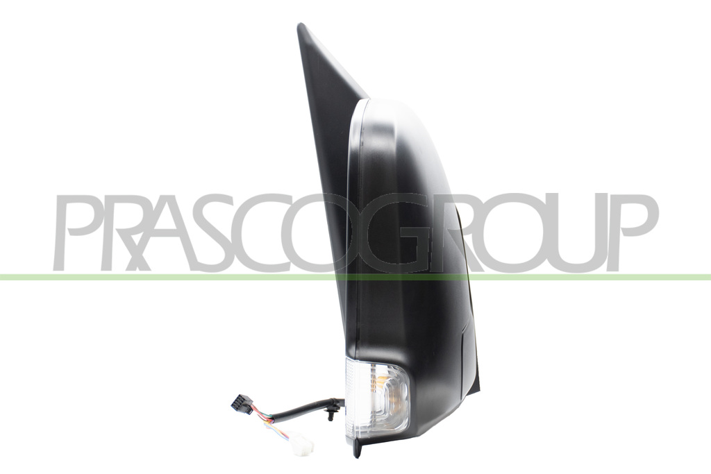 DOOR MIRROR RIGHT-ELECTRIC-HEATED-BLACK-WITH LAMP-SHORT ARM-CONVEX-7 PINS