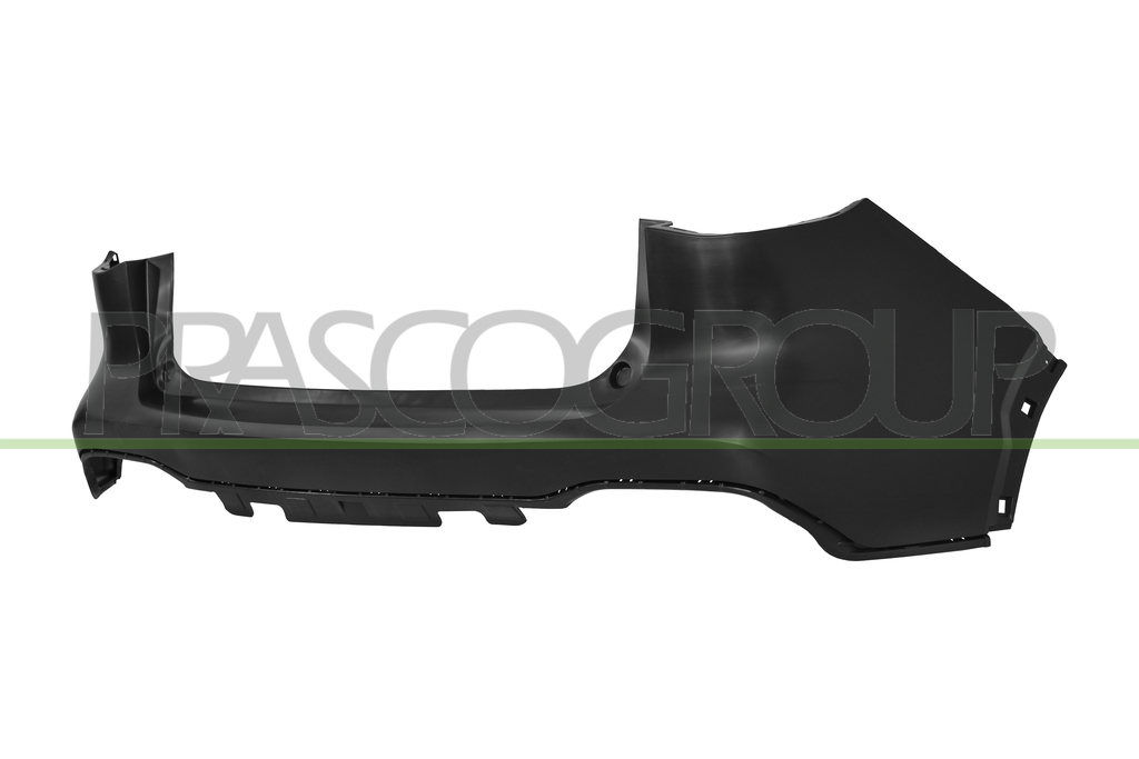 REAR BUMPER-BLACK-SMOOTH-FINISH TO BE PRIMED-WITH CUTTING MARKS FOR PARK ASSIST