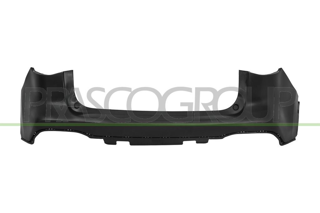 REAR BUMPER-BLACK-SMOOTH-FINISH TO BE PRIMED-WITH CUTTING MARKS FOR PARK ASSIST