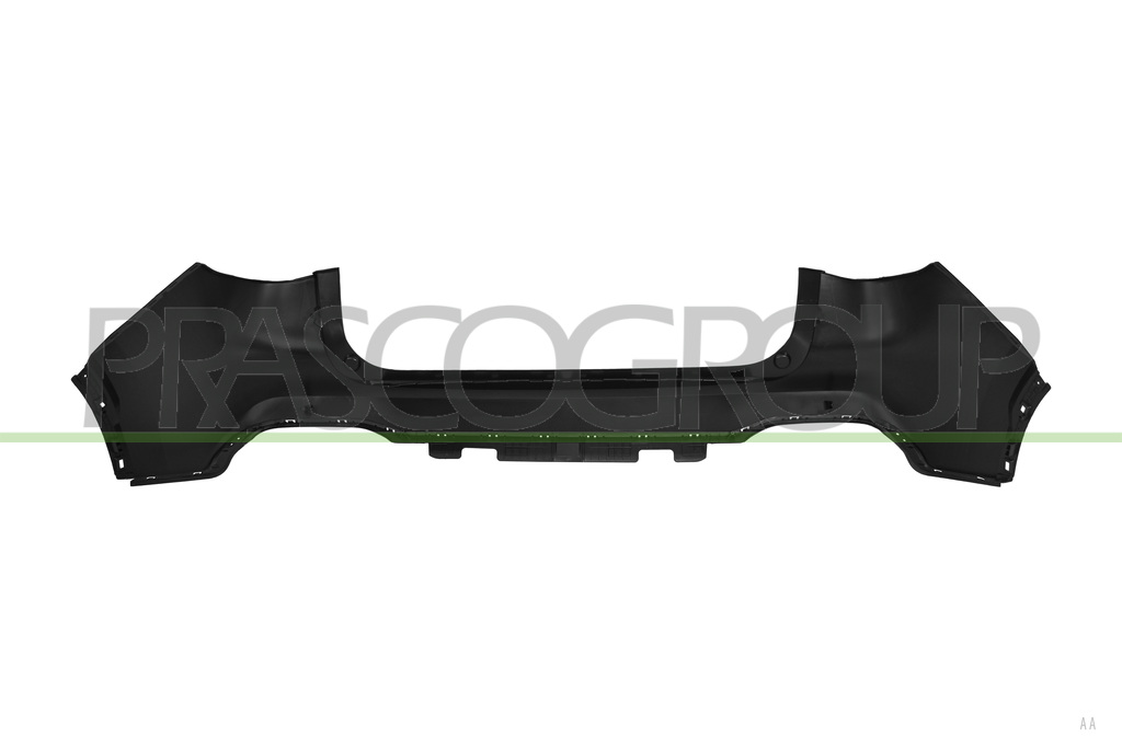 REAR BUMPER-BLACK-SMOOTH-FINISH TO BE PRIMED-WITH CUTTING MARKS FOR PARK ASSIST