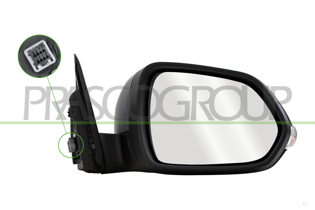 DOOR MIRROR RIGHT-ELECTRIC-PRIMED-HEATED-WITH LAMP-CONVEX-6 PINS