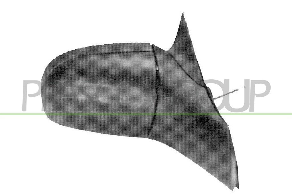 DOOR MIRROR RIGHT-WITH LEVER-BLACK-CONVEX-CHROME
