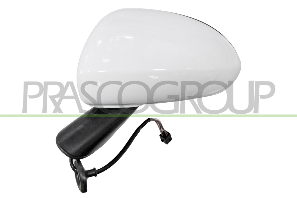 RETROVISORE SINISTRO-ELETTRICO-TERMICO-CALOTTA BIANCA-CON PRIMER-BRACCIO NERO-6H5P
