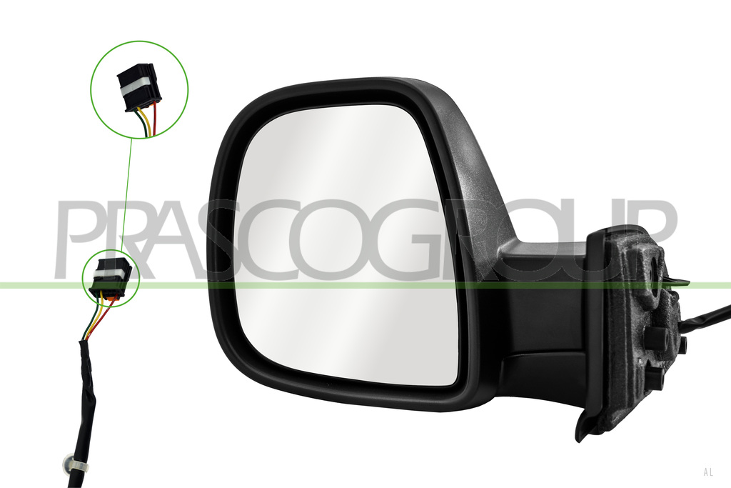 ESPEJO IZQUIERDO-ELECTRICO-NEGRO-CONVEXO-3 PINES