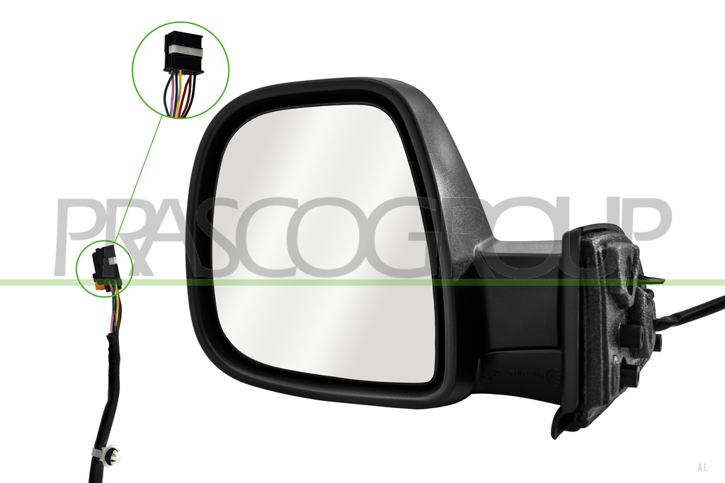 ESPEJO IZQUIERDO-ELECTRICO-NEGRO-TERMICO-ABATIBLE-CONVEXO-7 PINES