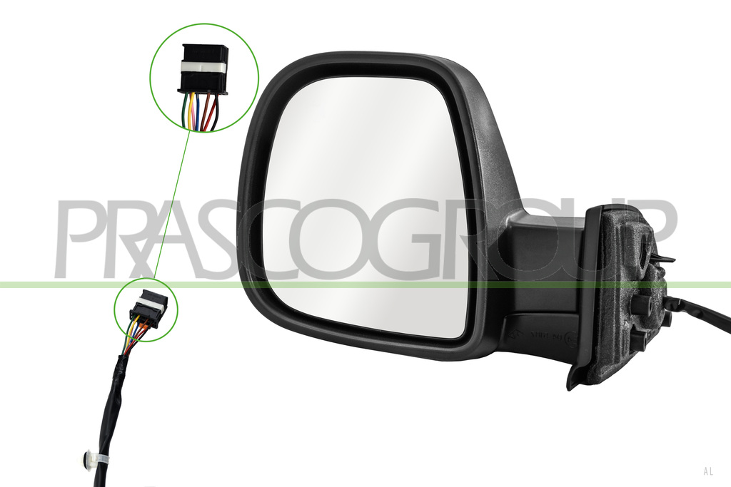 DOOR MIRROR LEFT-ELECTRIC-PRIMED-HEATED-FOLDABLE-CONVEX-7 PINS