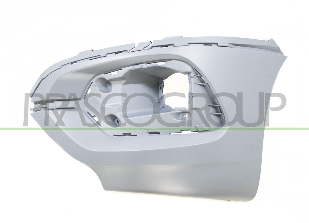 FRONT BUMPER END CUP LEFT-PRIMED-WITH PDC CUTTING MARKS
