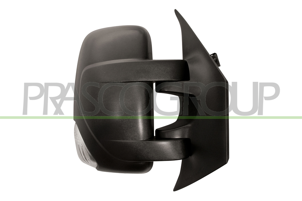DOOR MIRROR RIGHT-MANUAL-BLACK-WITH LAMP-CONVEX-CHROME