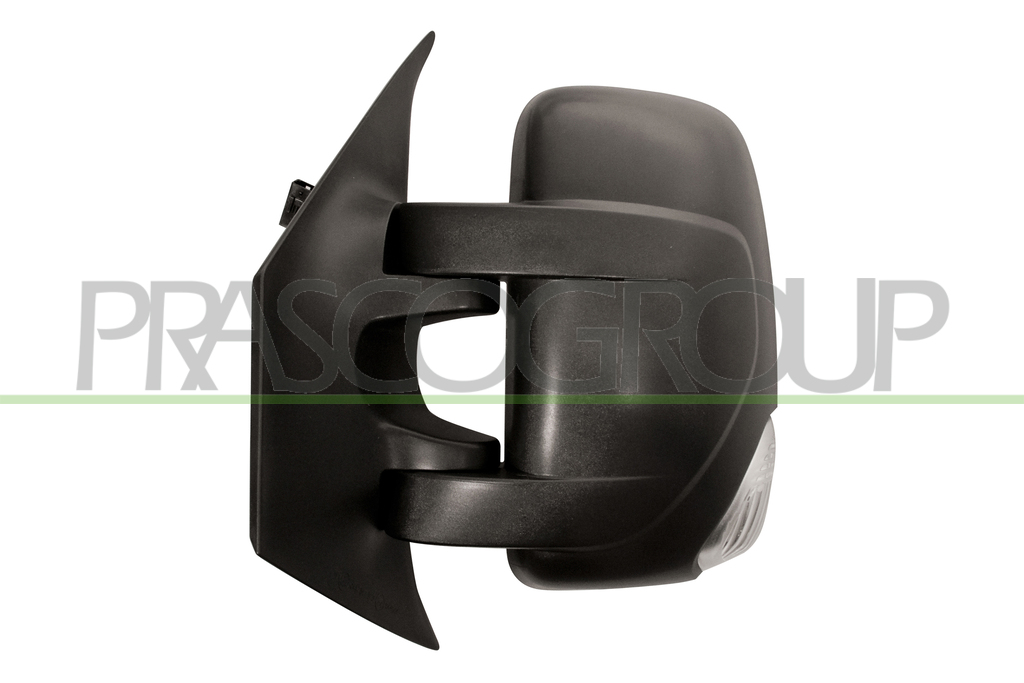 DOOR MIRROR LEFT-MANUAL-BLACK-WITH LAMP-CONVEX-CHROME