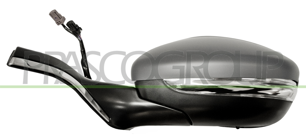 DOOR MIRROR LEFT-ELECTRIC-HEATED-FOLDABLE-PRIMED-WITH LAMP-WITH CHROME PROFILE-CONVEX-CHROME