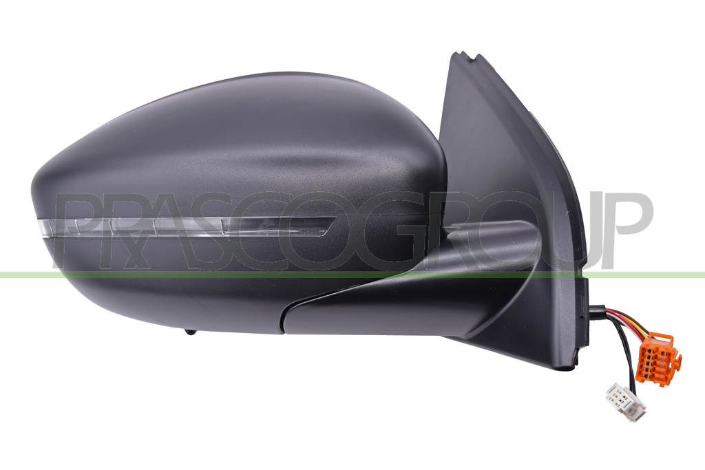 DOOR MIRROR RIGHT-ELECTRIC-HEATED-BLACK-WITH SENSOR-WITH LAMP-CONVEX-8 PINS