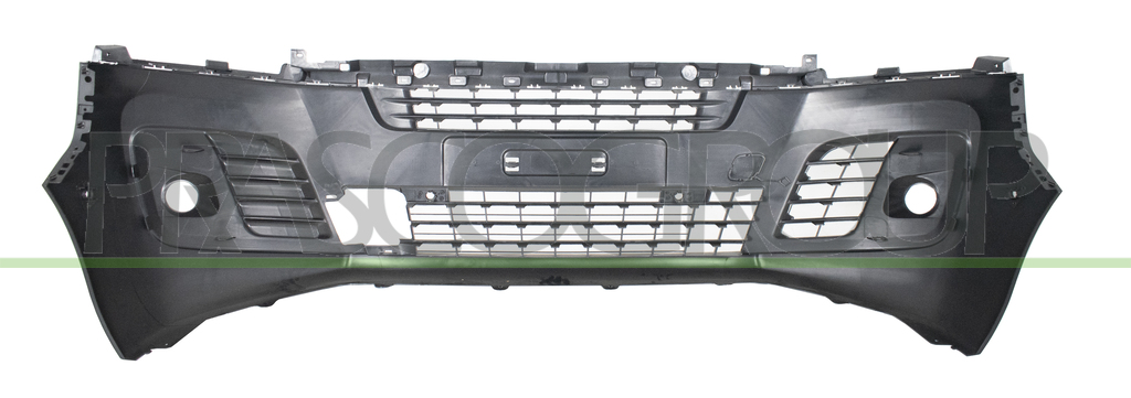 FRONT BUMPER-BLACK-TEXTURED FINISH-WITH FOG LAMP HOLES-WITH TOW HOOK COVER-WITH PDC AND PARK ASSIST+SENSOR HOLDERS-WITH OBSTACLE DETECTOR HOLE MOD. VAN
