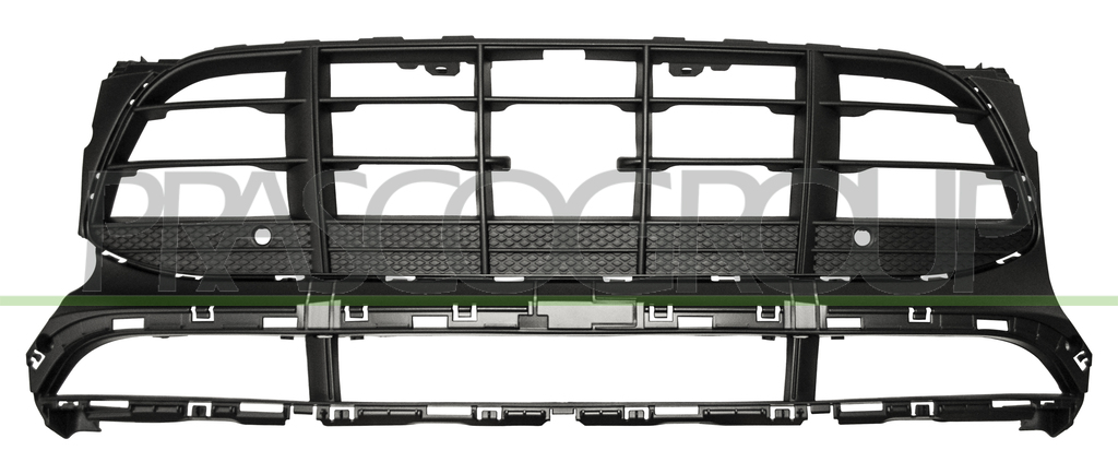 REJILLA CENTRAL PARACHOQUES DELANTERO-NEGRA CON AGUJEROS SENSORES DE APARCAMIENTO+SOPORTE-CON AGUJERO PARA CAMERA MOD. 3.6 TURBO