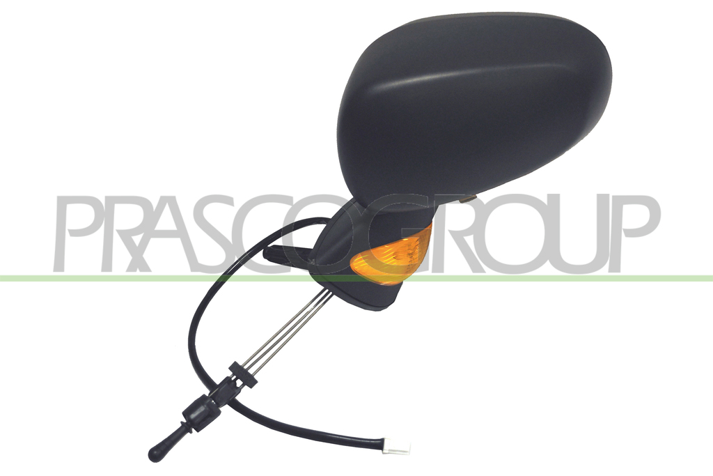 DOOR MIRROR LEFT-CABLE-BLACK-WITH LAMP-ASPHERICAL 4H2P