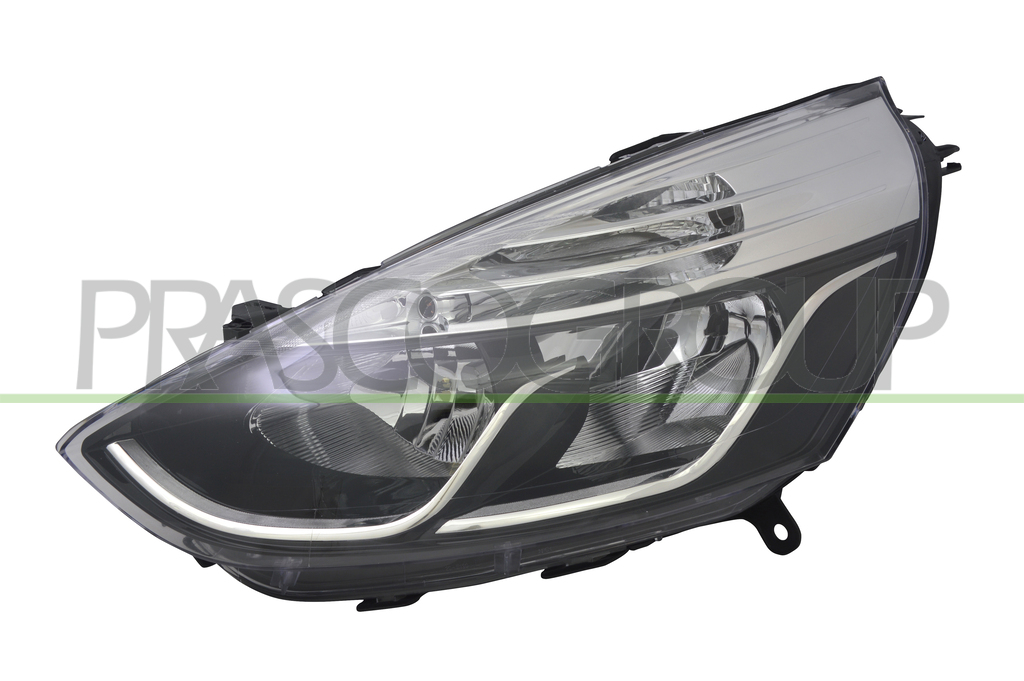 PROIETTORE SINISTRO H1+H7-ELETTRICO-CON MOTORE-NERO-BORDO CROMATO