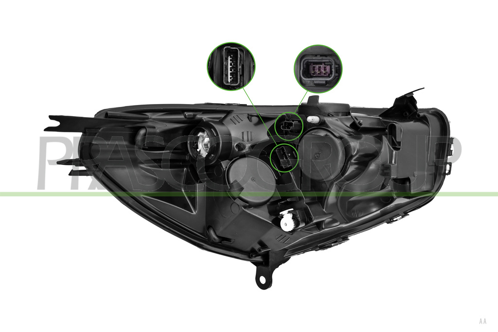 SCHEINWERFER LINKS-H1+H7-MIT LWR-OHNE MOTOR-SCHWARZ