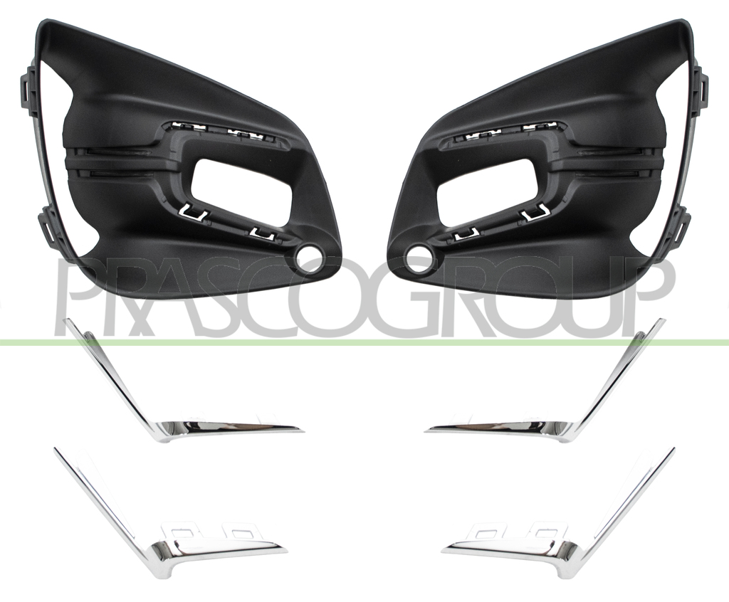 FRONT BUMPER GRILLE SET TEXTURED FINISH-WITH FOG LAMP HOLES-WITH MOLDING HOLES (RIGHT+LEFT)
