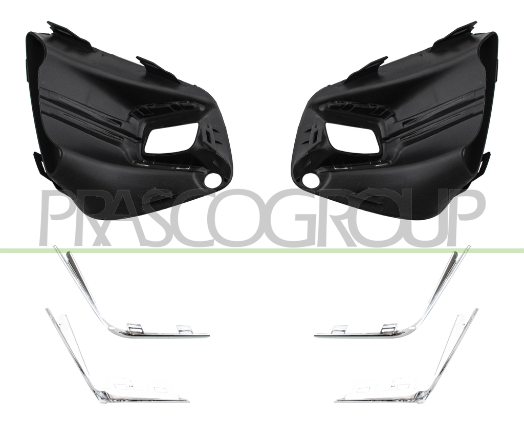 FRONT BUMPER GRILLE SET TEXTURED FINISH-WITH FOG LAMP HOLES-WITH MOLDING HOLES (RIGHT+LEFT)
