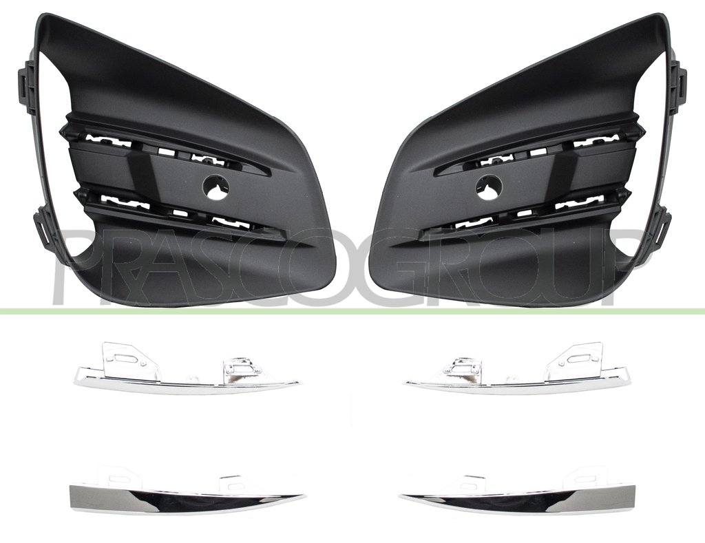 FRONT BUMPER GRILLE SET TEXTURED FINISH-WITHOUT FOG LAMP HOLES-WITH MOLDING HOLES-WITH PDC HOLE+SENSOR HOLDERS (RIGHT+LEFT)