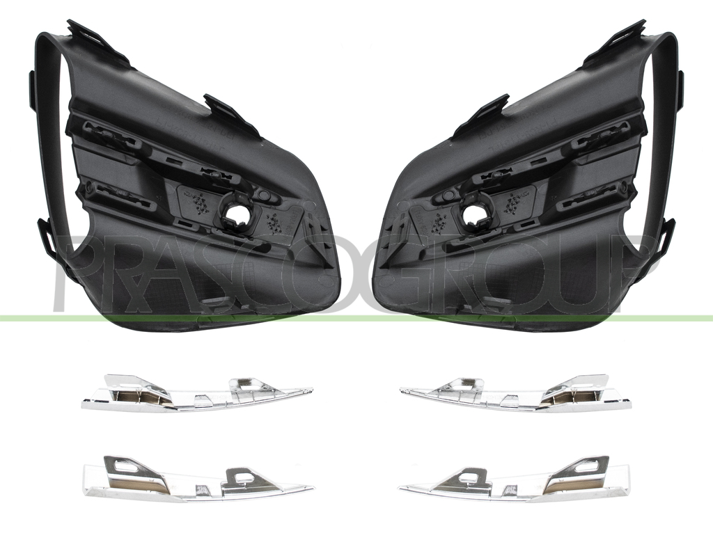 FRONT BUMPER GRILLE SET TEXTURED FINISH-WITHOUT FOG LAMP HOLES-WITH MOLDING HOLES-WITH PDC HOLE+SENSOR HOLDERS (RIGHT+LEFT)
