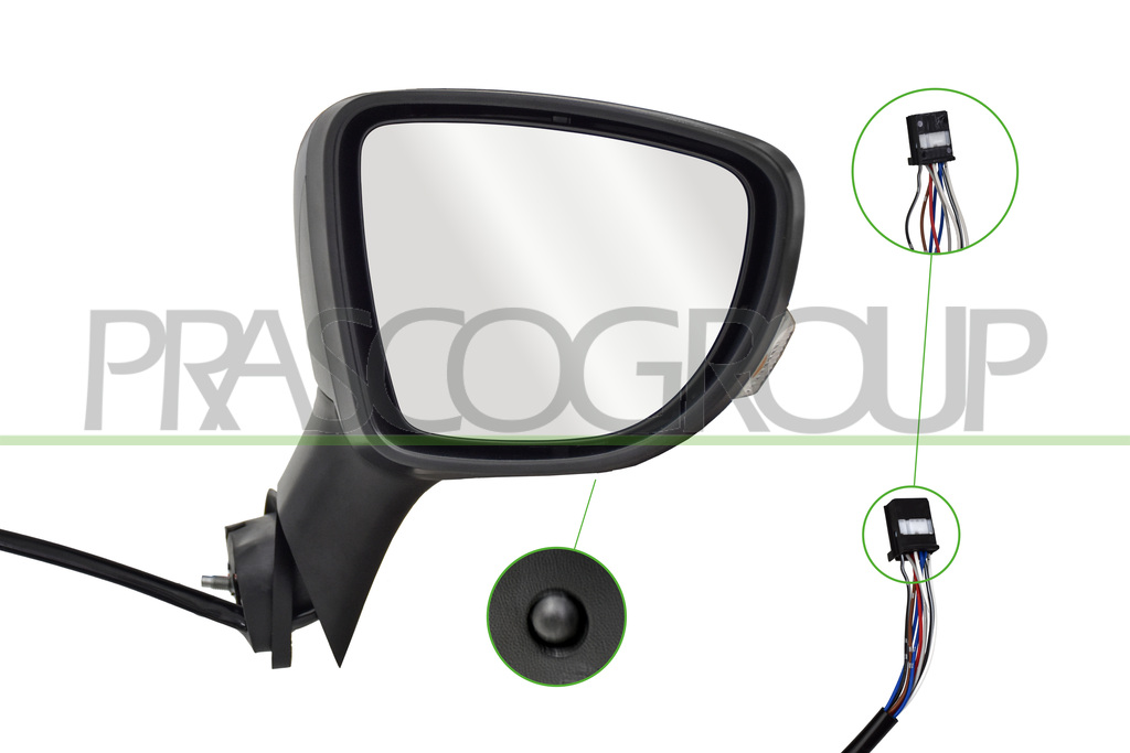 SPIEGEL RECHTS-ELEKTRISCH-GRUNDIERT-HEIZBAR-MIT BLINKER-MIT SENSOR-KONVEX-9 PINS