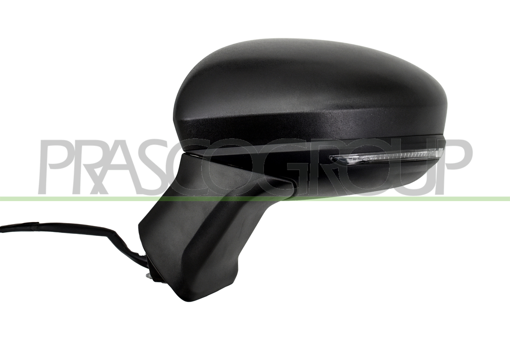 DOOR MIRROR LEFT-ELECTRIC-HEATED-BLACK-WITH LAMP-ASPHERICAL-7 PINS