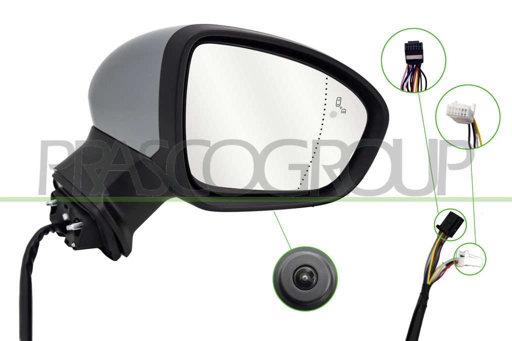 SPIEGEL RECHTS-ELEKTRISCH-HEIZBAR-GRUNDIERT-ABKLAPPBAR-MIT BLINKER-MIT SENSOR-MIT BLIS-MIT KAMERA-ASPHAERISCH-16 PINS