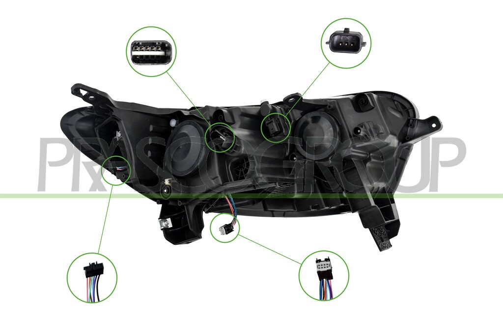 PROIETTORE SINISTRO H7+H7-ELETTRICO-CON MOTORE-CON LUCE DIURNA