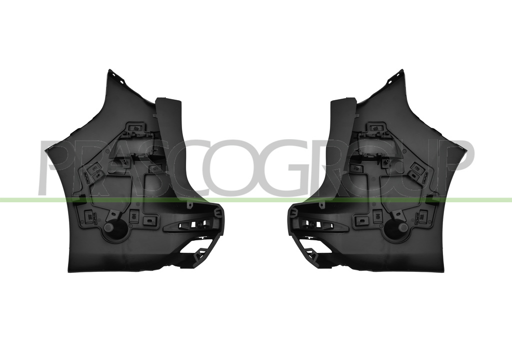 SET OF REAR BUMPER END CUP-(RIGHT+LEFT)-BLACK-SMOOTH FINISH TOBE PRIMED-(2 PIECES)