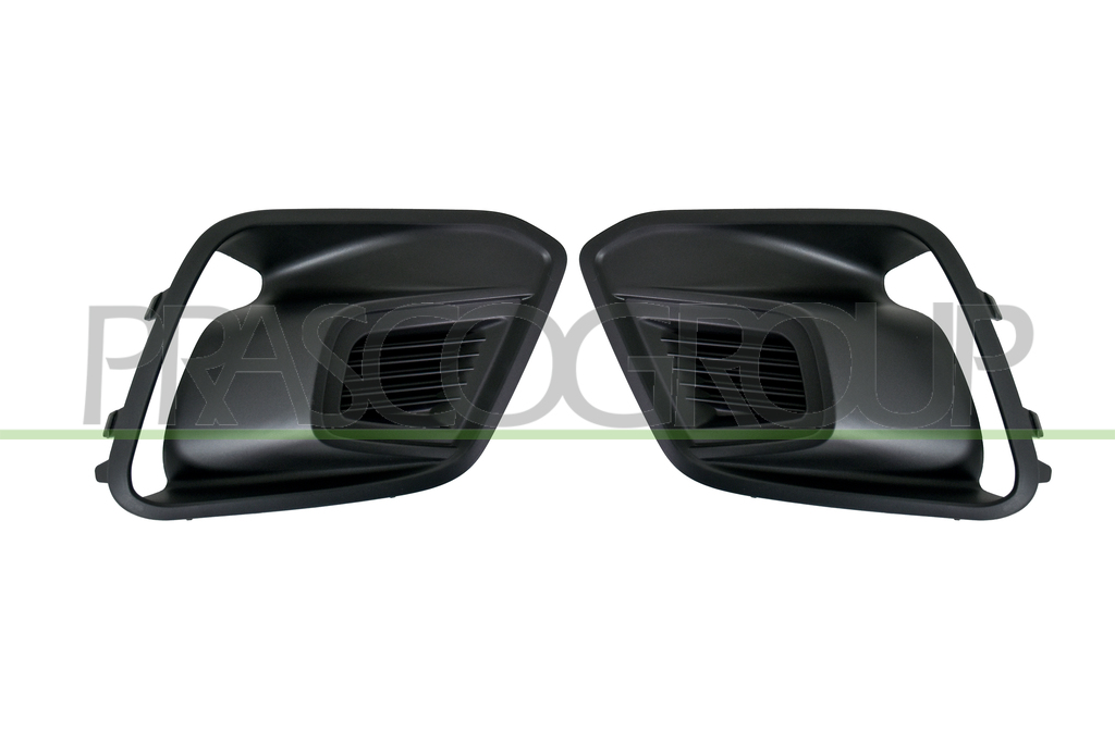 SET OF FRONT BUMPER GRILLES-BLACK-WITHOUT FOG LAMP HOLES-(RIGHT+LEFT)