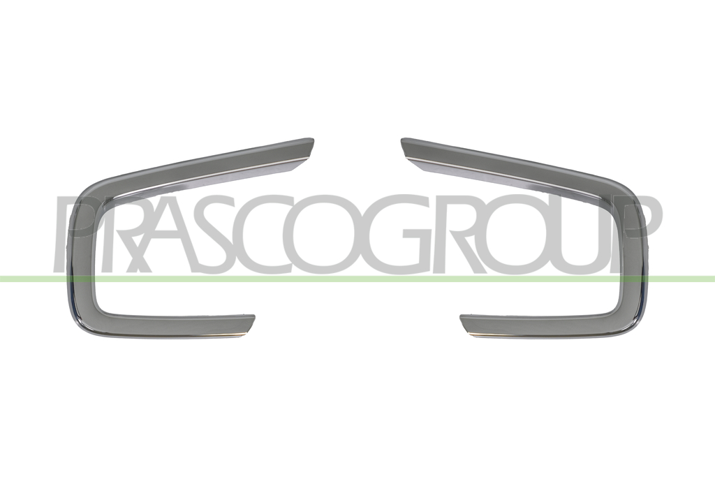 SET OF MOLDINGS FOR FRONT BUMPER GRILLS-WITH FOG LAMP HOLES-CHROME-(RIGHT+LEFT)