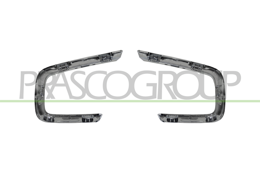 SET OF MOLDINGS FOR FRONT BUMPER GRILLS-WITH FOG LAMP HOLES-CHROME-(RIGHT+LEFT)