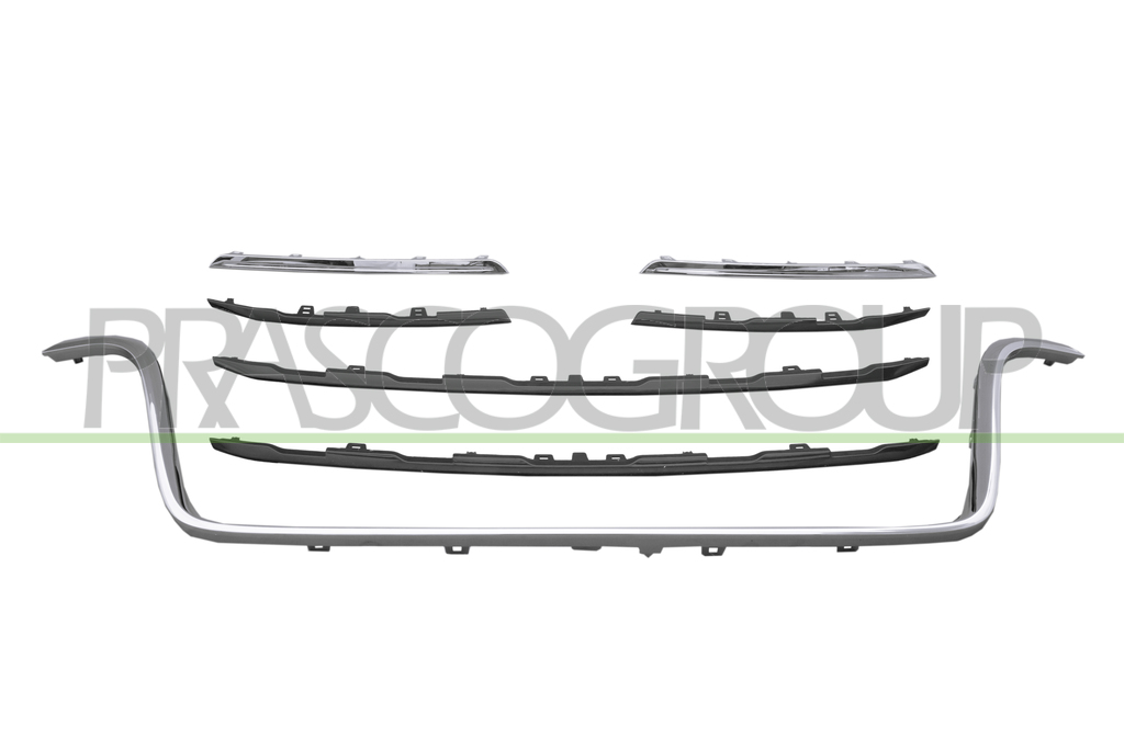 GRILLE CALANDRE NOIRE AVEC 3 MOULURES CHROMEES ET 4 MOULURES NOIRE-BRILLANTE