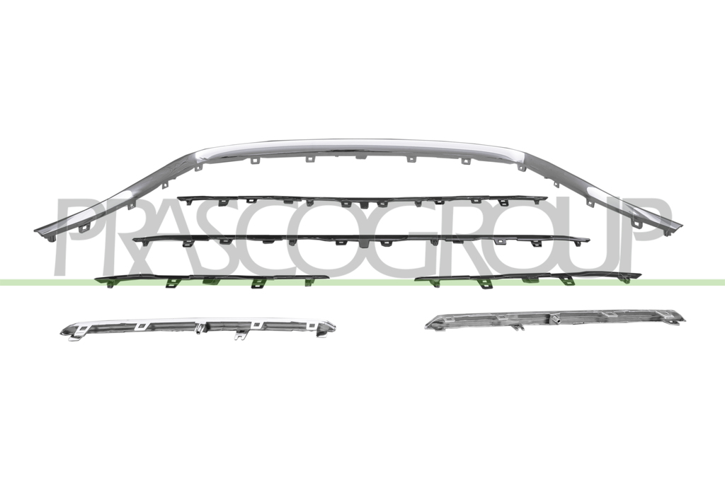 GRILLE CALANDRE NOIRE AVEC 3 MOULURES CHROMEES ET 4 MOULURES NOIRE-BRILLANTE