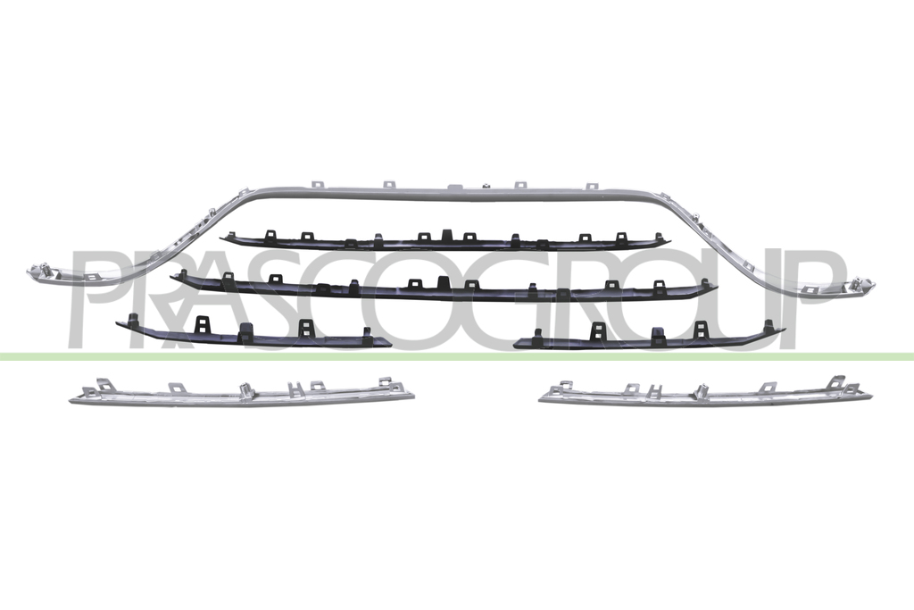 GRILLE CALANDRE NOIRE AVEC 3 MOULURES CHROMEES ET 4 MOULURES NOIRE-BRILLANTE