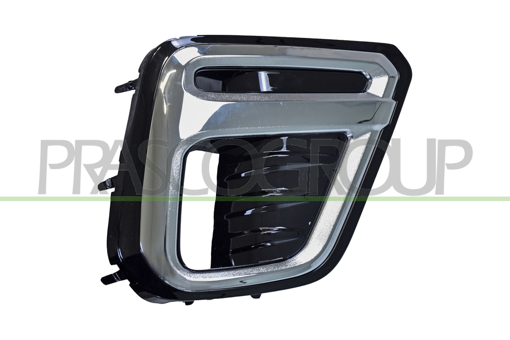 BUMPER GRILLE RIGHT-BLACK-GLOSSY-WITH FOG LAMP HOLE-WITH CHROME FRAME