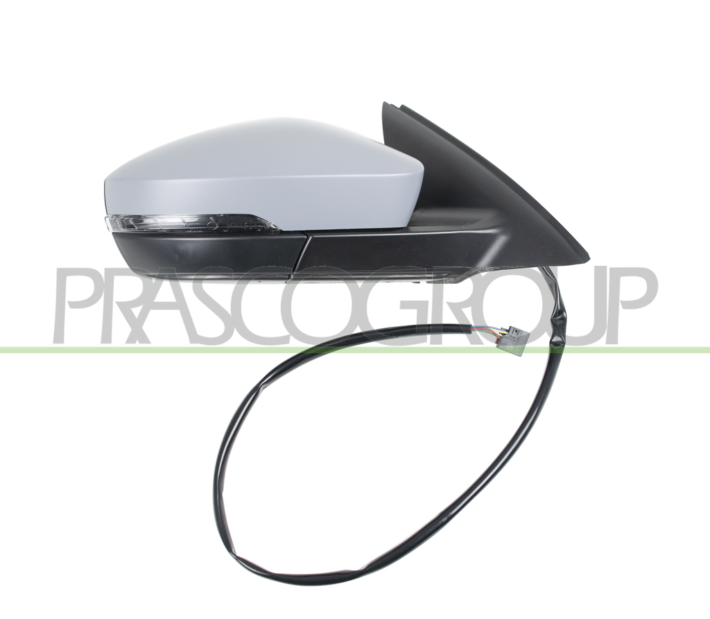 DOOR MIRROR RIGHT-ELECTRIC-PRIMED-HEATED-WITH LAMP-CONVEX-6 PINS