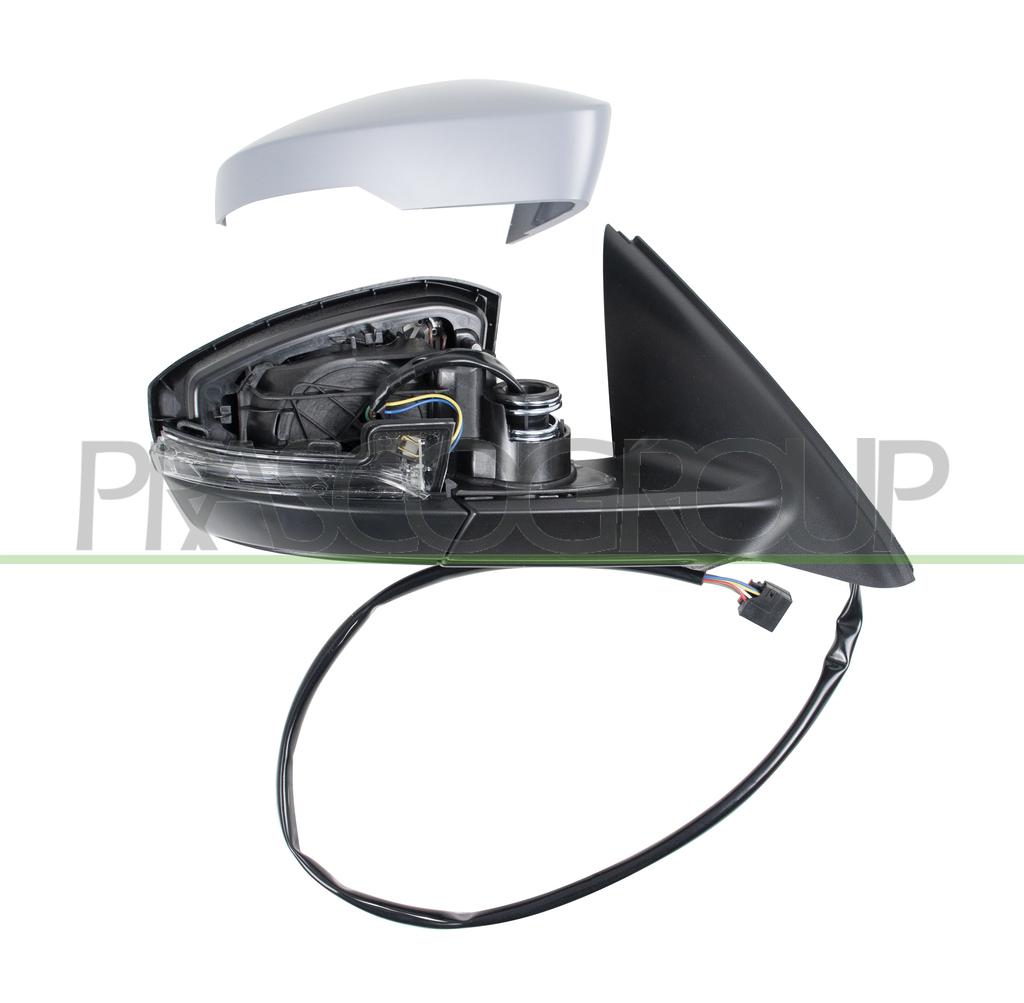 DOOR MIRROR RIGHT-ELECTRIC-PRIMED-HEATED-WITH LAMP-CONVEX-6 PINS