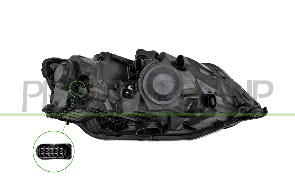 OPTICA IZQUIERDA H7+H7 ELECTRICA-CON MOTOR-CON LUZ DIURNA-NEGRA-LED
