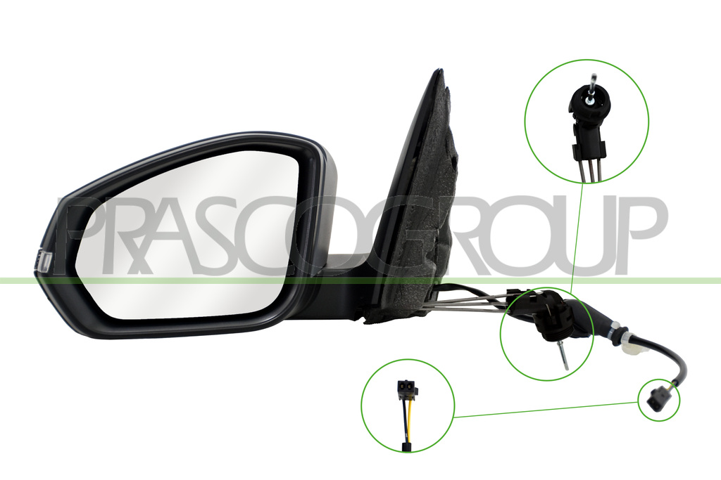 RETROVISORE SINISTRO-A CAVI-CON PRIMER-CON FANALE-CONVESSO-2 PINS