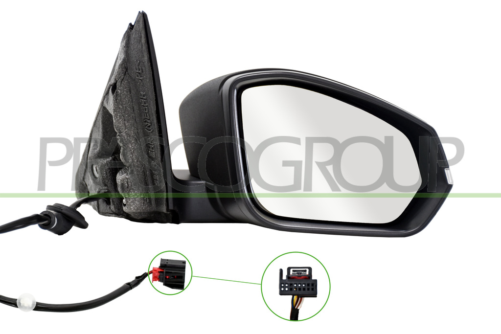RETROVISORE DESTRO-ELETTRICO-NERO-TERMICO-CON FANALE-CONVESSO-6 PINS
