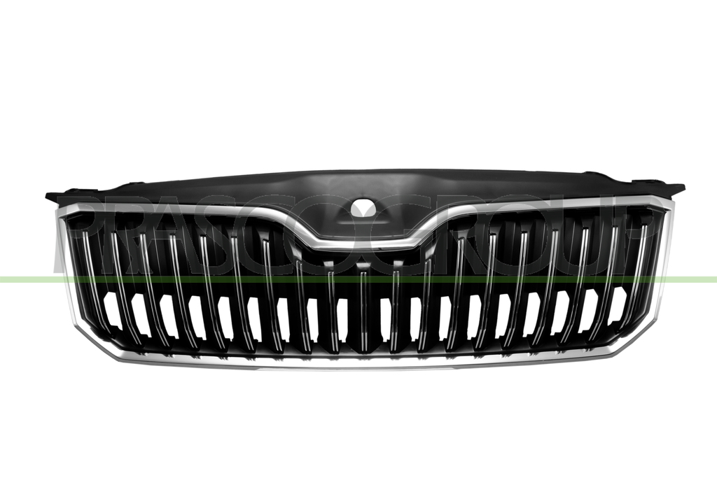 RADIATOR GRILLE-BLACK-GLOSSY-WITH CHROME MOLDINGS-WITH CHROME FRAME