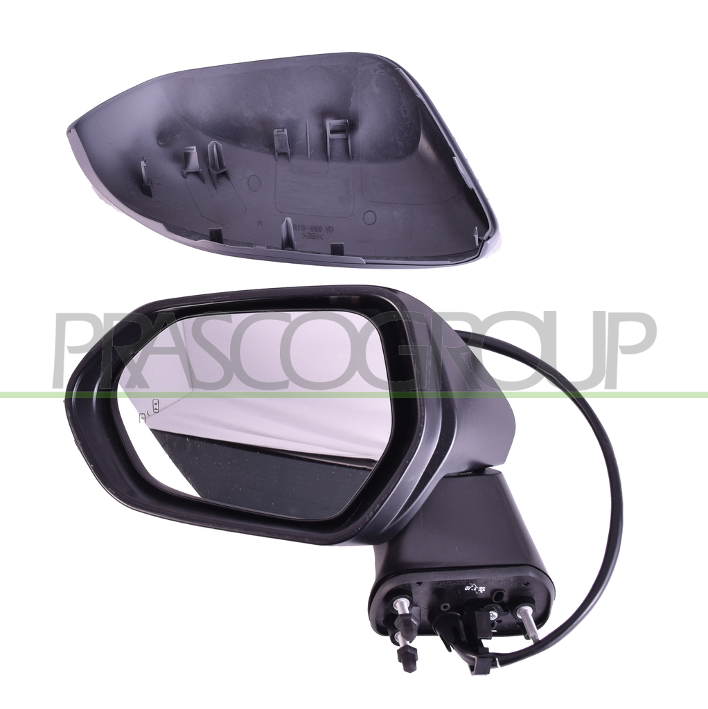 DOOR MIRROR LEFT-ELECTRIC-HEATED-PRIMED-WITH LAMP-FOLDABLE-WITH BLIS-CONVEX-CHROME-9 PINS