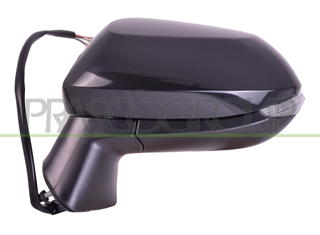 DOOR MIRROR LEFT-ELECTRIC-BLACK-HEATED-WITH LAMP-CONVEX-CHROME-6 PINS