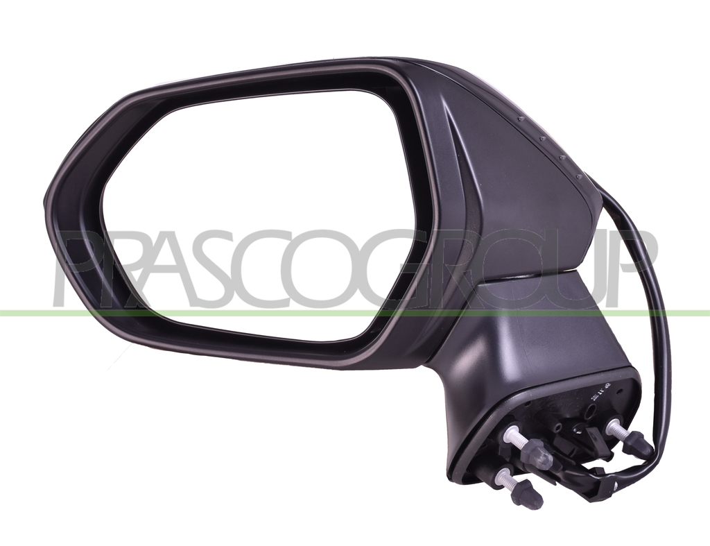DOOR MIRROR LEFT-ELECTRIC-BLACK-HEATED-WITH LAMP-CONVEX-CHROME-6 PINS