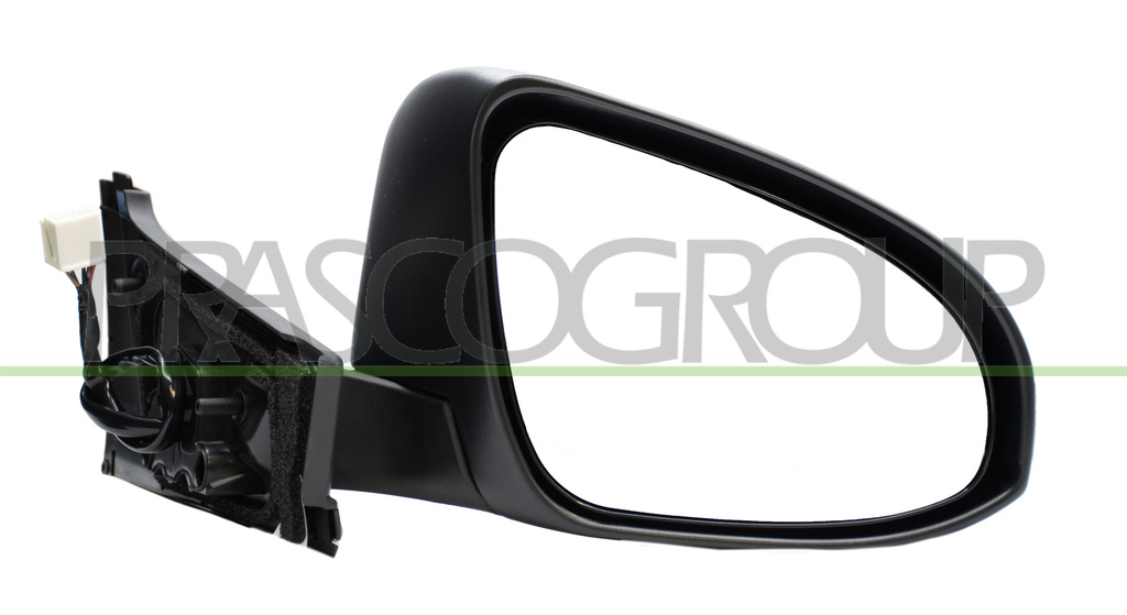 DOOR MIRROR RIGHT-ELECTRIC-HEATED-PRIMED-WITH-GLOSSY BLACK-MOLDING-WITH LAMP-CONVEX/CHROME-7 PINS