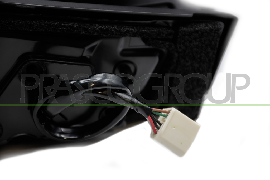 DOOR MIRROR RIGHT-ELECTRIC-HEATED-PRIMED-WITH-GLOSSY BLACK-MOLDING-WITH LAMP-CONVEX/CHROME-7 PINS
